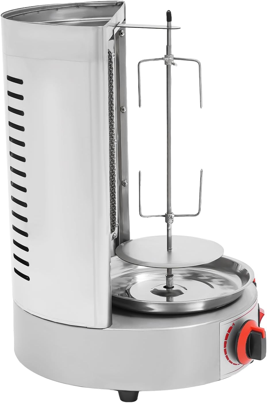 Commercial Rotating Gas Doner Kebab Grill, 3000W 110V Heavy Duty Stainless Steel LPG Grill Spinning Broiler Machine with 2 Burners & Independent Temperature Control Knob for Roast Meat, Roast Duck