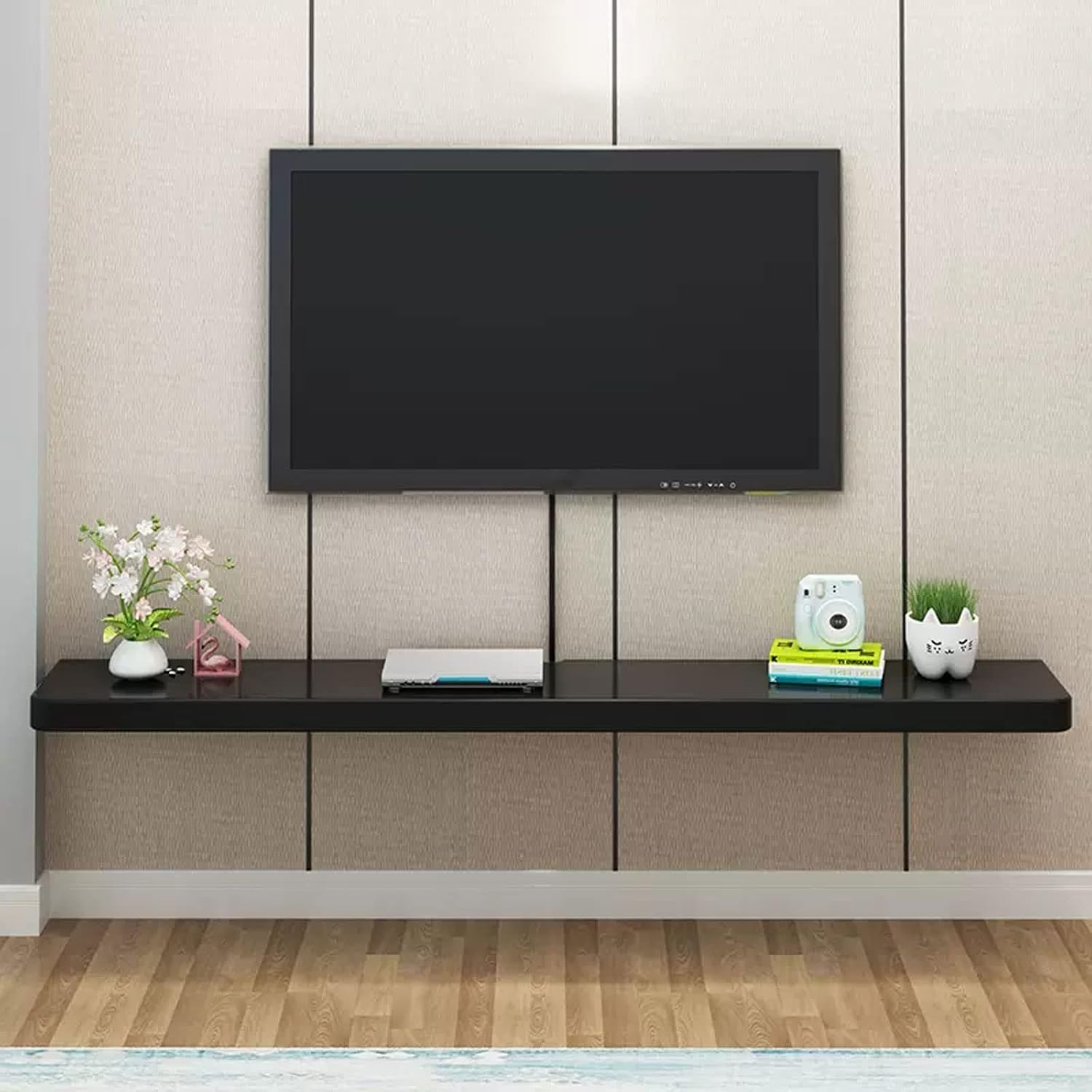 Wall Shelf Wall mounted TV Cabinet Floating Shelf TV Console Audio-visual Equipment Shelves Office Storage Shelf Book Shelf Gaming Shelf TV Stands Wall Unit Decor TV Board Ledge Display Shelf Black