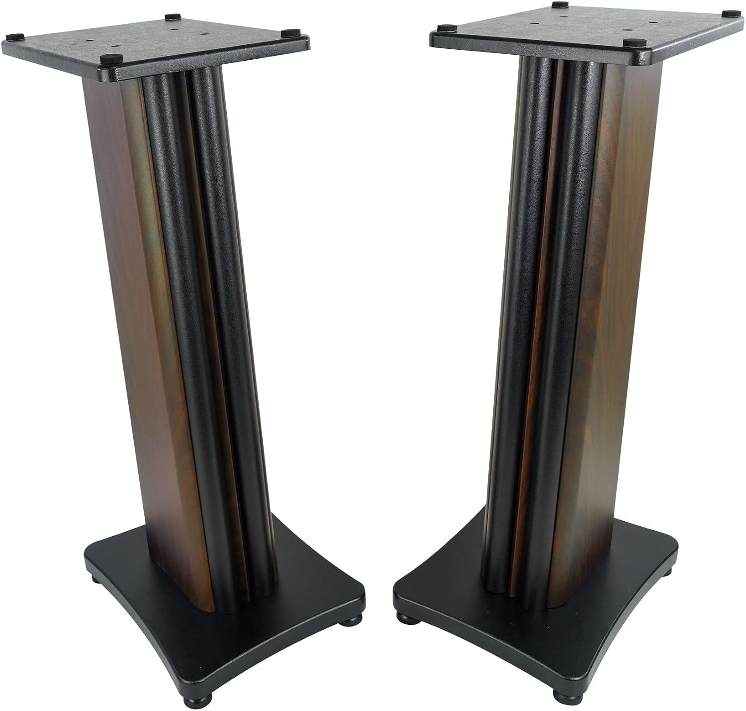 Rockville SS28D Premium 28' Dark Wood Speaker Stands, Solid MDF, Dual Top Plates, 100Lb Capacity, Stable Base for Home Theater & Hi-Fi Audio