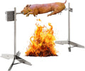 Electric BBQ Rotisserie Grill Kit, 51 Inch 132LBS Capacity, Automatic 50W Motor Height Adjustable Universal Roaster Stand, Stainless Steel Spit Kit, Roaster for Pig Lamb Goat