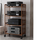 Media Storage Cabinet 4-Tier AV Media Stand Corner Shelf Video Component Cabinet AV Receiver Audio Component Stand Record Player Receiver Electronics Equipment for Living Room Gaming Room Music Studio