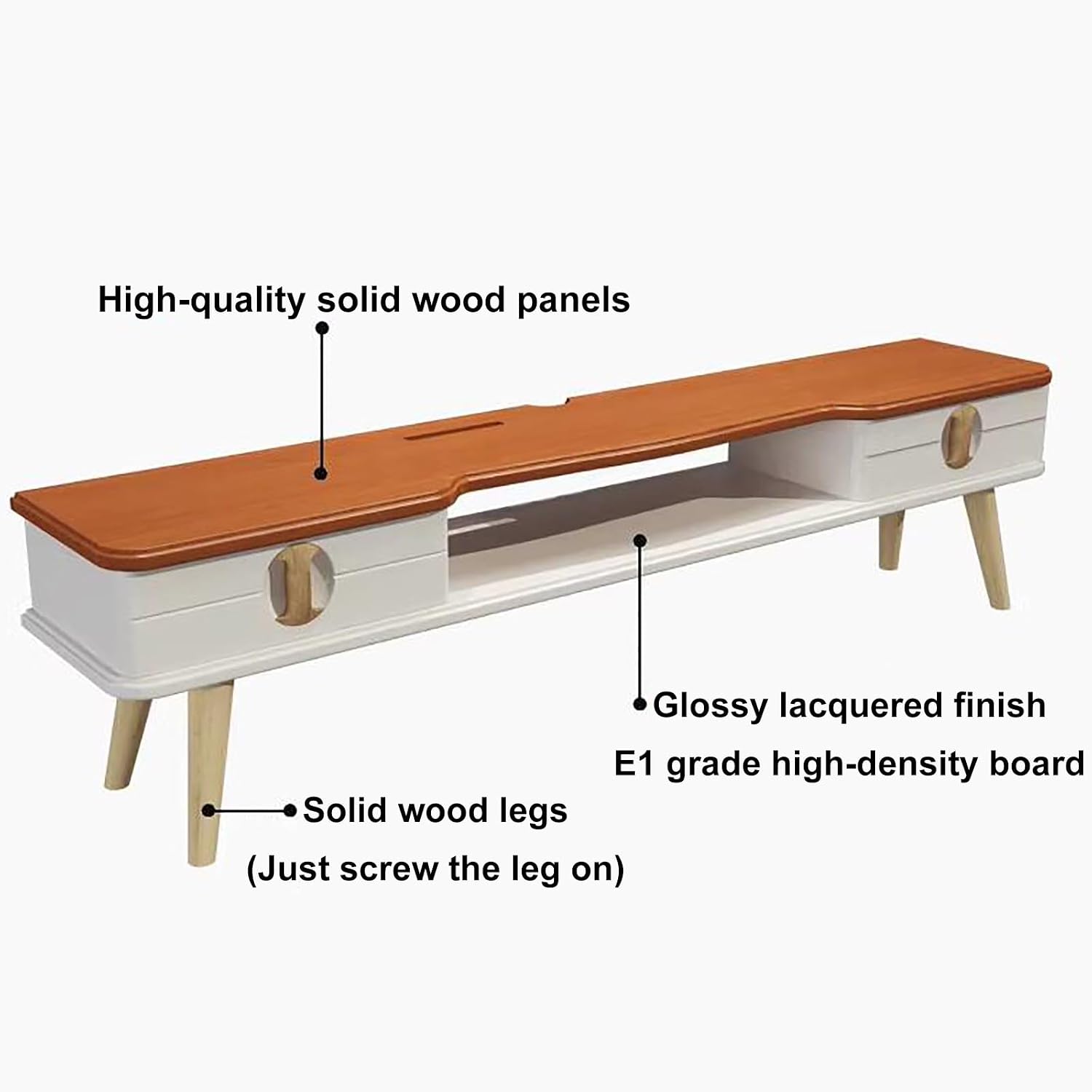 Retro TV Stand for 32-70' TVs, Entertainment Center Audio and Video Equipment Storage with 2 Drawers, for Living Room, Bedroom and Office (Color : White, Size : 130x36x24cm/51x14x10in)