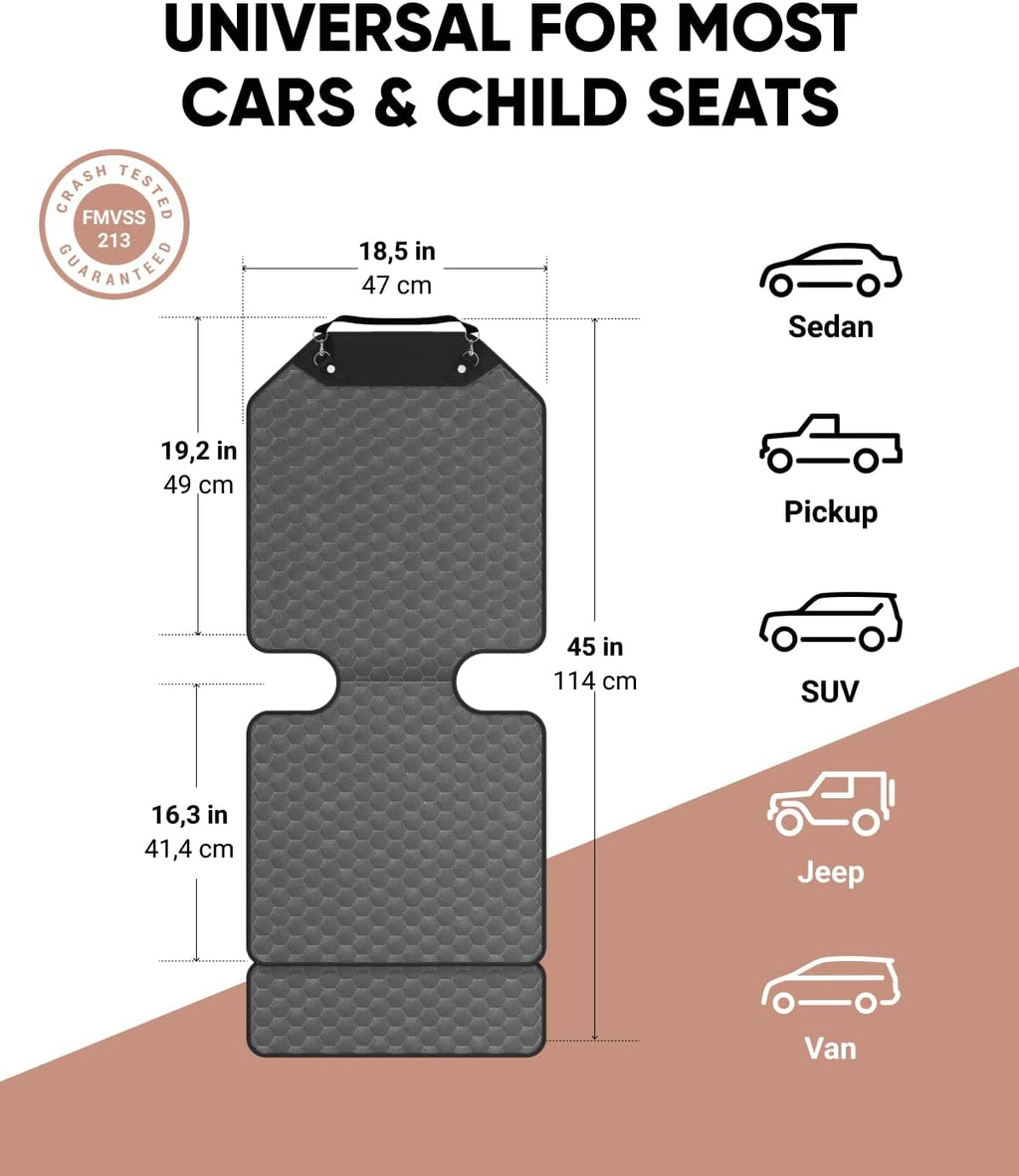 Owleys Set Seat Back Organizer & Car Seat Protector Hexy Waterproof & Non-Slip Protector for Child Car Cushion for Leather and Fabric Seats (Gray 2 pcs)