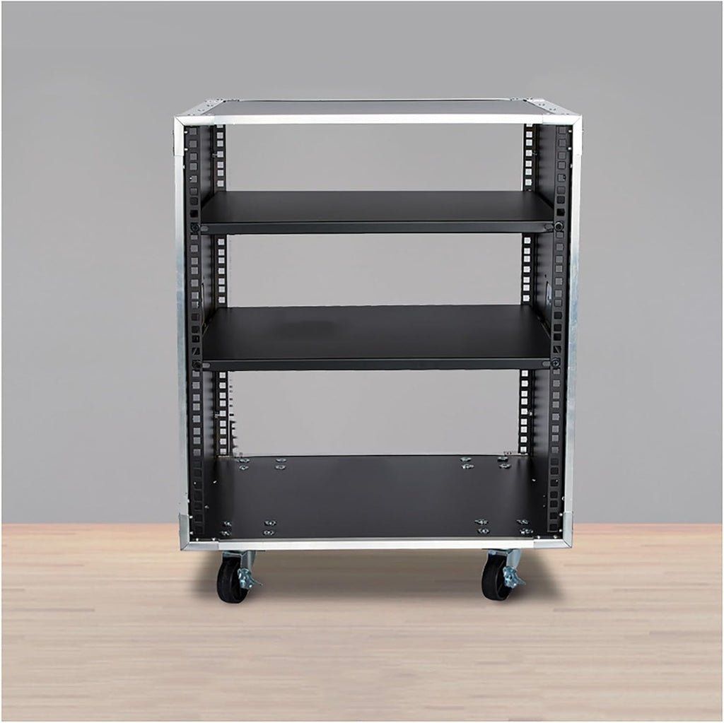 Portable Network Rack，Open Frame Rack，for Servers & AV Gear，with Caster Built-in Handle Network Rack， Rolling Network Rack（16U -87x52.5cm） (Size : 12U-2TIER-49.5X52.5CM)