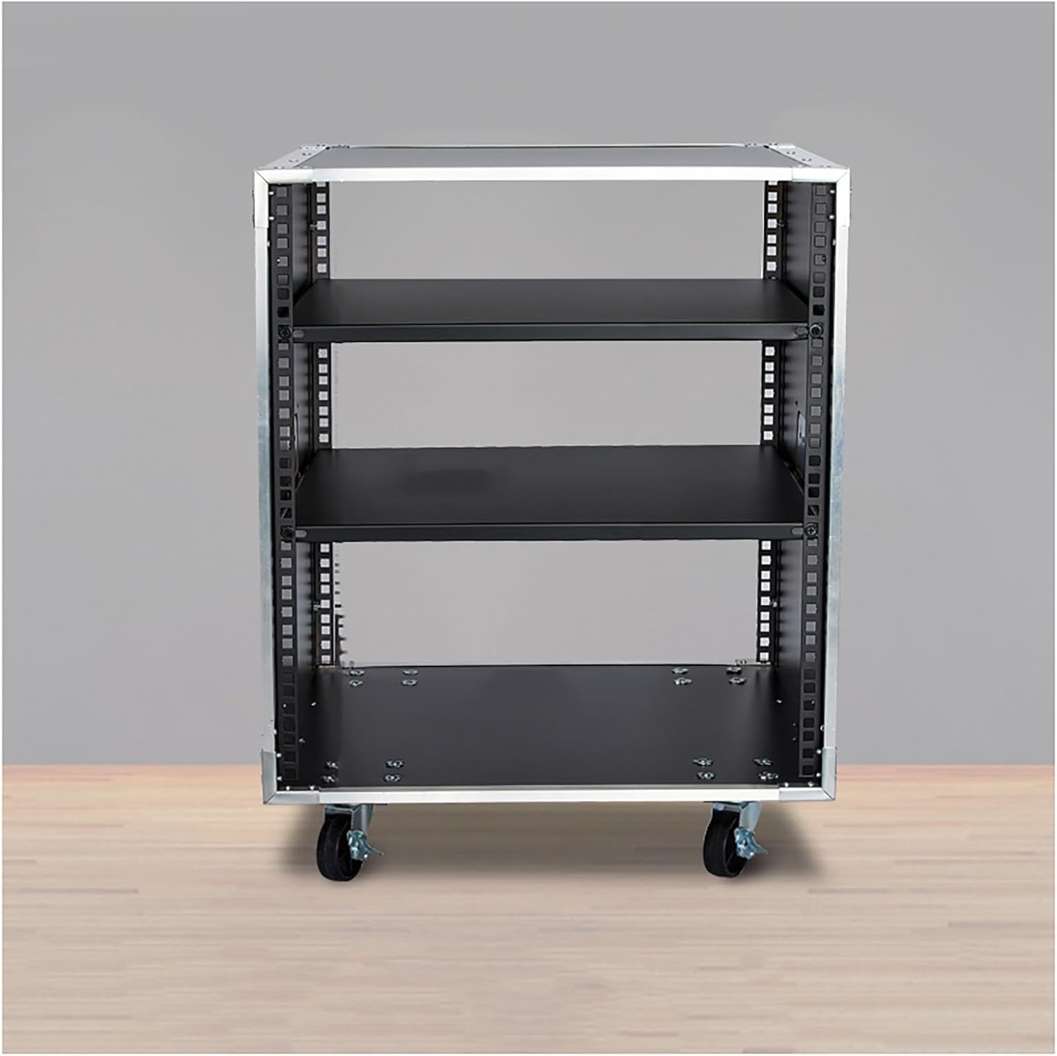 Portable Network Rack，Open Frame Rack，for Servers & AV Gear，with Caster Built-in Handle Network Rack， Rolling Network Rack（16U -87x52.5cm） (Size : 12U-2TIER-49.5X52.5CM)