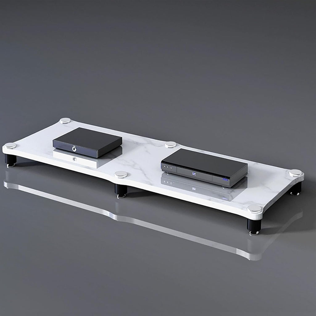 AV Media Stand, Audio Rack with Shock-Absorbing, Stereo Cabinet Corner Component Cabinet, Power Amplifier Shelf Equipment, Large Capacity Space(White,1 Tier 120x48x10CM)