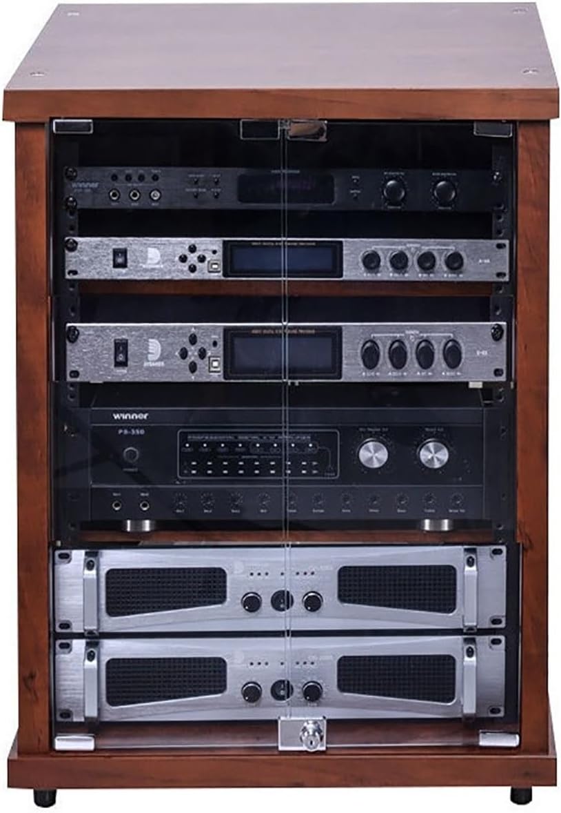 Wooden Media Cabinet & Audio Rack Tower - Vinyl Record Player Stand & Stereo Shelf for Living Room & Home Theater, Stylish Storage Solution (57x55x80cm)
