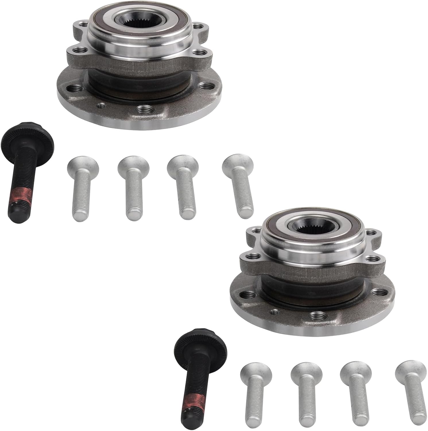 TRQ Left and Right Wheel Bearing and Hub Assembly Set 2 Piece Compatible with 12-19 Volkswagen Beetle 10-13 Golf 10-14 GTI 09-17 Tiguan All Wheel Drive 05-13 Jetta 12-21 Passat