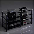 120cm Long Media Stand Audio/Video Component Cabinet, Home Stereo Racks and Stands, Heavy Duty Upright Modern Audio Equipment Rack, Open-Ended Modular Unit, Black-#1-3 Tier