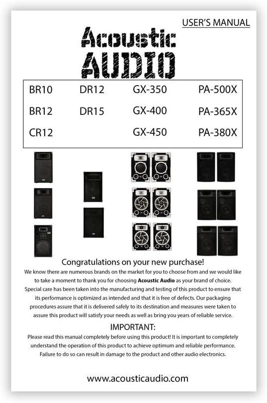 Acoustic Audio BR12 Passive 12' Speaker Pair 3 Way DJ PA Karaoke Band Speakers