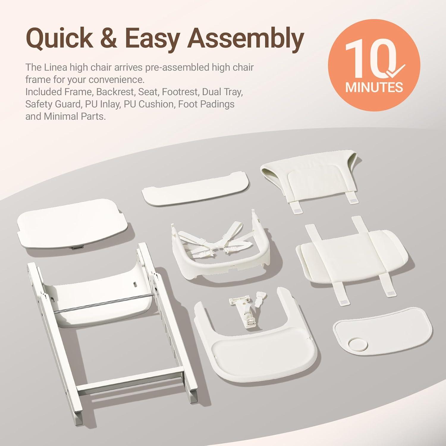 Mamazing GrowPod Pro Wooden Baby High Chair for 6 Months to 300lbs, Easy to Clean with Tray, Compact Foldable Highchair for Kitchen & Dining Room, with 5-Point Safety Harnesses and Guard Bar
