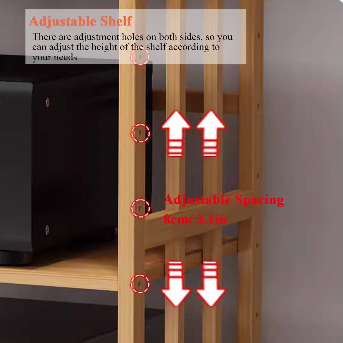 3 Tier Stereo Cabinet Furniture Large Capacity Media Storage Rack for Audio Video Equipment Shelving with Adjustable Shelf and Universal Wheels Ideal for (W 80cm 3 tie)