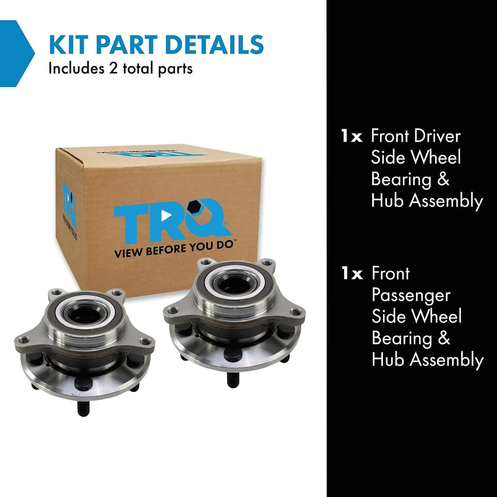 TRQ Front Left and Right Wheel Bearing and Hub Assembly Set 2 Piece Compatible with 2017-2021 Honda Civic Type R 2021 Civic Type R Limited Edition