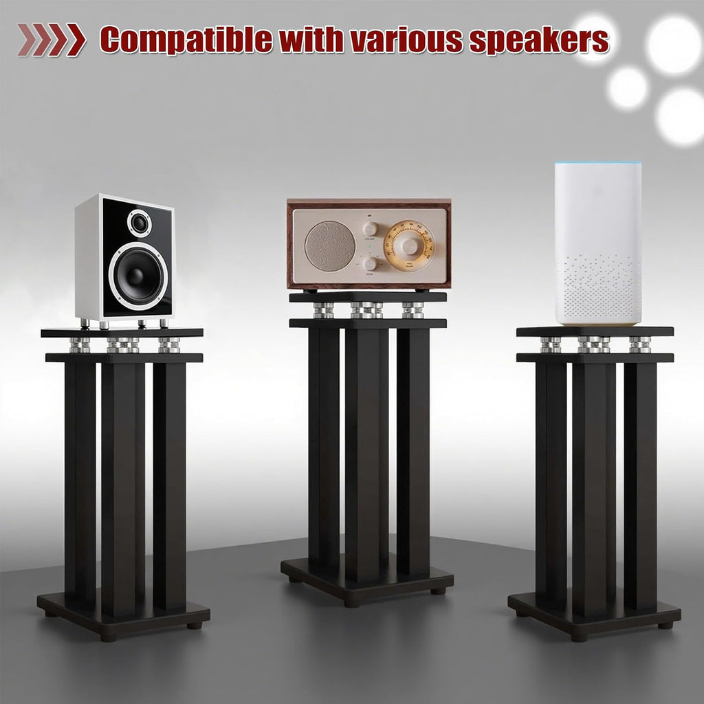 17in Heavy Duty Speaker Stands Pair up to 110lbs, Vibration-Absorbing MDF Design Surround Sound Stand for Home Theater Studio, Holds Bookshelf & Satellite Speaker Large Speaker (Black, 17inch)