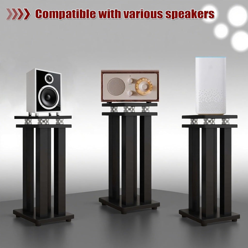 21in Pair of Heavy Duty Sound Stands,Universal Speaker Stands for Surround Sound,Vibration-Absorbing MDF Design Audio Stand for Home Theater Studio,Holds 110lbs Bookshelf/Speaker(Black, 21 inch)