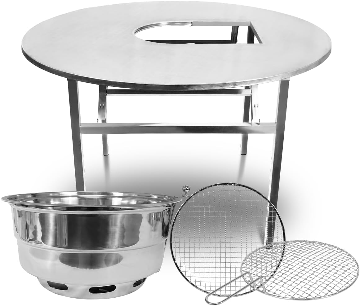 37.5' X 27' Korean BBQ Grill Foldable Outdoor Small Table Charcoal set