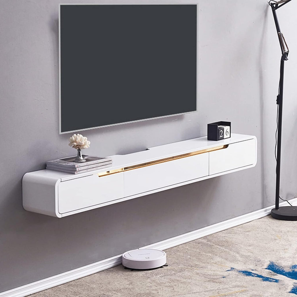 FPIGSHS Floating TV Stand - Wall Mounted Media Console with 2 Drawer,White Floating Entertainment Center TV Cabinet,Wall Mounted Audio/Video Shelf for Home Living Room Office (A, 180cm/70.86in)
