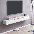 FPIGSHS Floating TV Stand - Wall Mounted Media Console with 2 Drawer,White Floating Entertainment Center TV Cabinet,Wall Mounted Audio/Video Shelf for Home Living Room Office (A, 180cm/70.86in)