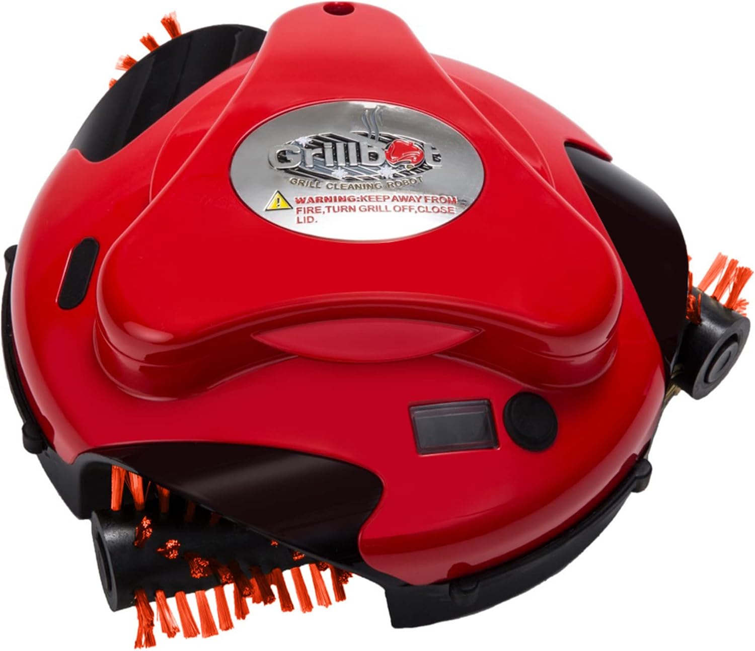 Grillbot Automatic Grill Cleaning Robot with Nylon Brushes, Electric BBQ Cleaner Brush with Motorized Power, Cordless Rechargeable Grill Scrubber for Outdoor Grills (Red)