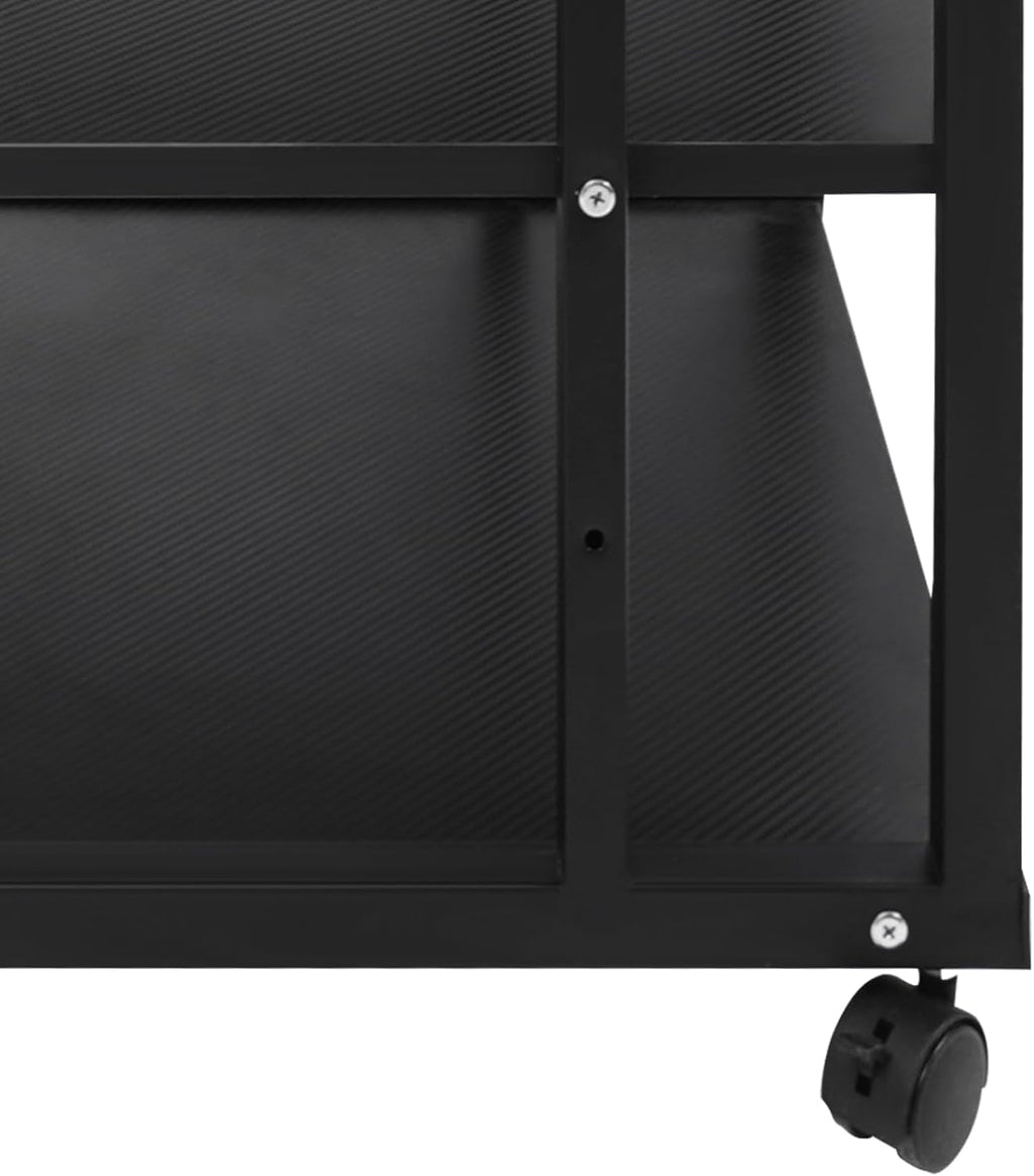 5-Tier Audio/Video Media Stand - CD & Record Player Display Rack for Stereo Receiver, AV Equipment Cabinet with 4 Lockable Wheels, Guardrails & Back Baffles, Holds Up to 88 lbs