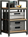 3/4 Tier Furniture Media Stand DVD CD Player Stand Audio Rack Power Amplifier Equipment Cabinet with Height Adjustable Wooden Shelf Floorstanding Storage Shelves (Size : 3 Tier)
