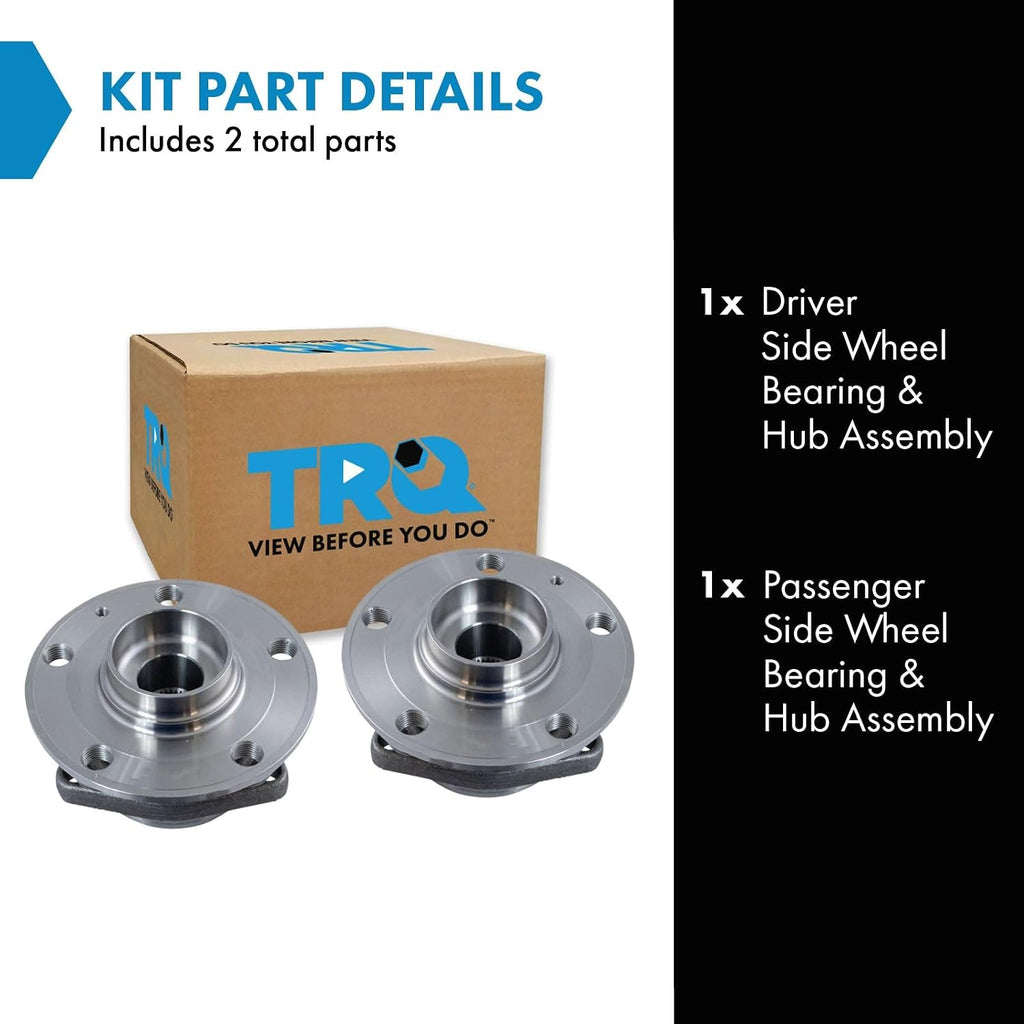 TRQ 2 Piece Front Rear Wheel Bearing & Hub Assembly Set with ABS Sensor Compatible with 2015-2020 Audi A3 A3 Quattro 2017-2018 A3 Sportback e-tron 2019-2023 Q3 2022-2023 RS3 S3 2016-2023 TT Quattro 2