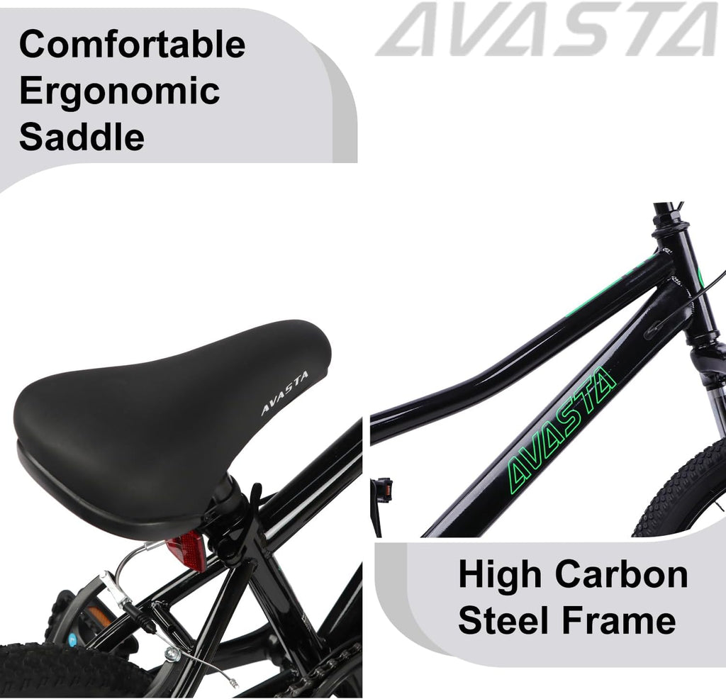 AVASTA Govet 20'' Kids Mountain Bike for 6-12 Years Old Boys Girls with Suspension Fork, 6 Speeds Drivetrain, Multiple Colors