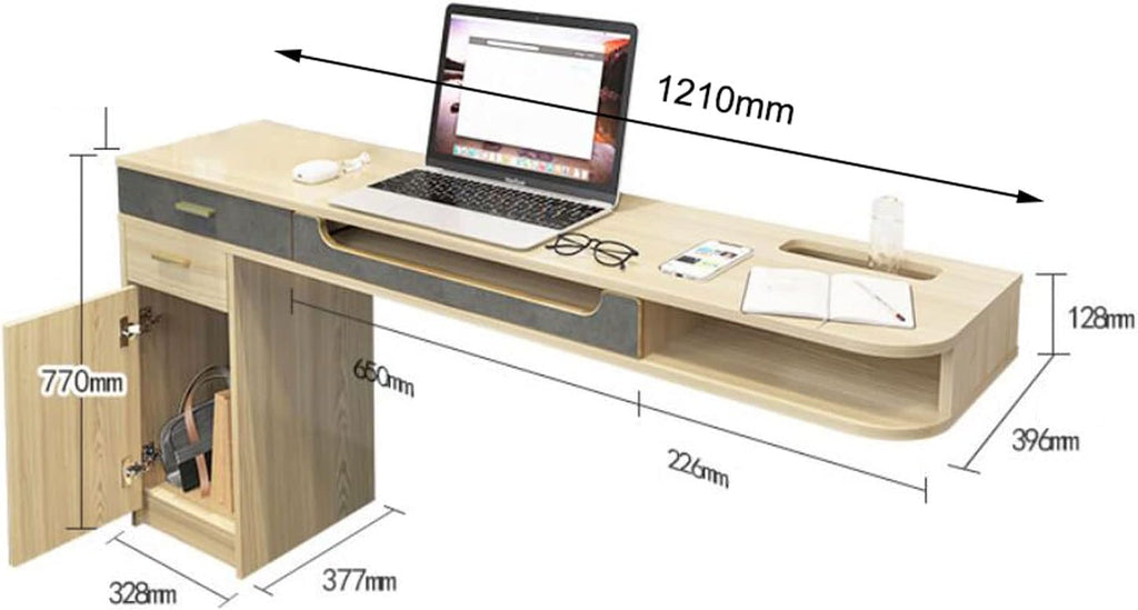 Wall-Mounted Workstation Computer Desk & Floating TV Cabinet - Versatile Media Console & Audio-Visual Equipment Shelf for Home Office & Bedroom, Space-Saving Corner Design
