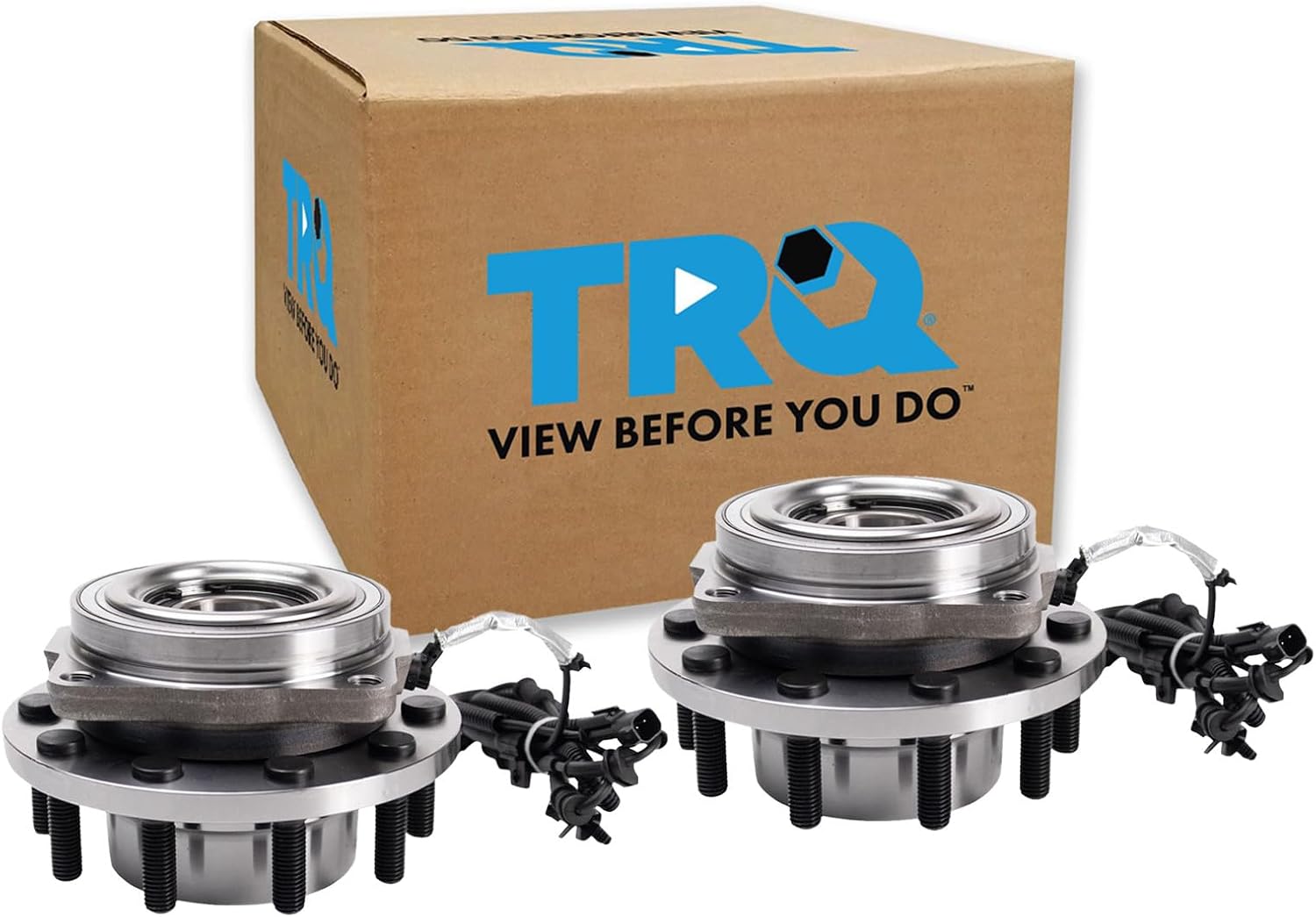 TRQ Front Left and Right Wheel Bearing and Hub Assembly Set 2 Piece Compatible with 2017-2019 Ford F-450 Super Duty 4 Wheel Drive 2017-2019 F-550 Super Duty 4 Wheel Drive