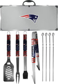 NFL Siskiyou Sports Fan Shop New England Patriots Steel Tailgater BBQ Set w/Case 8 piece Gray