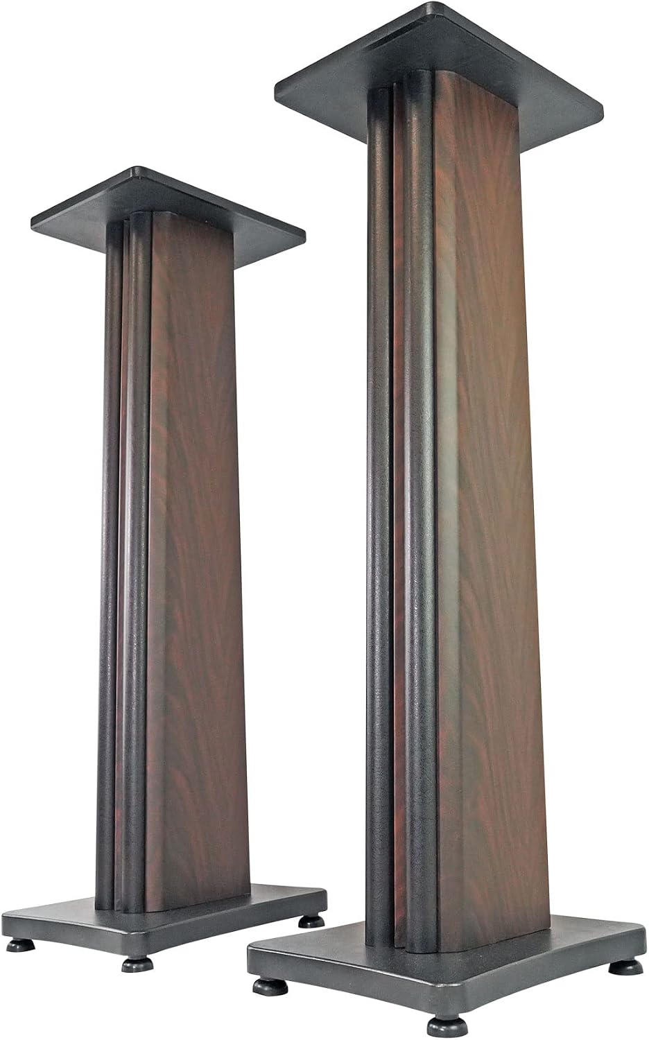 Rockville SS36D Pair 36' Home Speaker Stands, 100Lb Capacity, Fixed Height, Cable Management, Wide Stable Base, Premium Dark Wood Grain, for Home Theater and Hi-Fi Audio