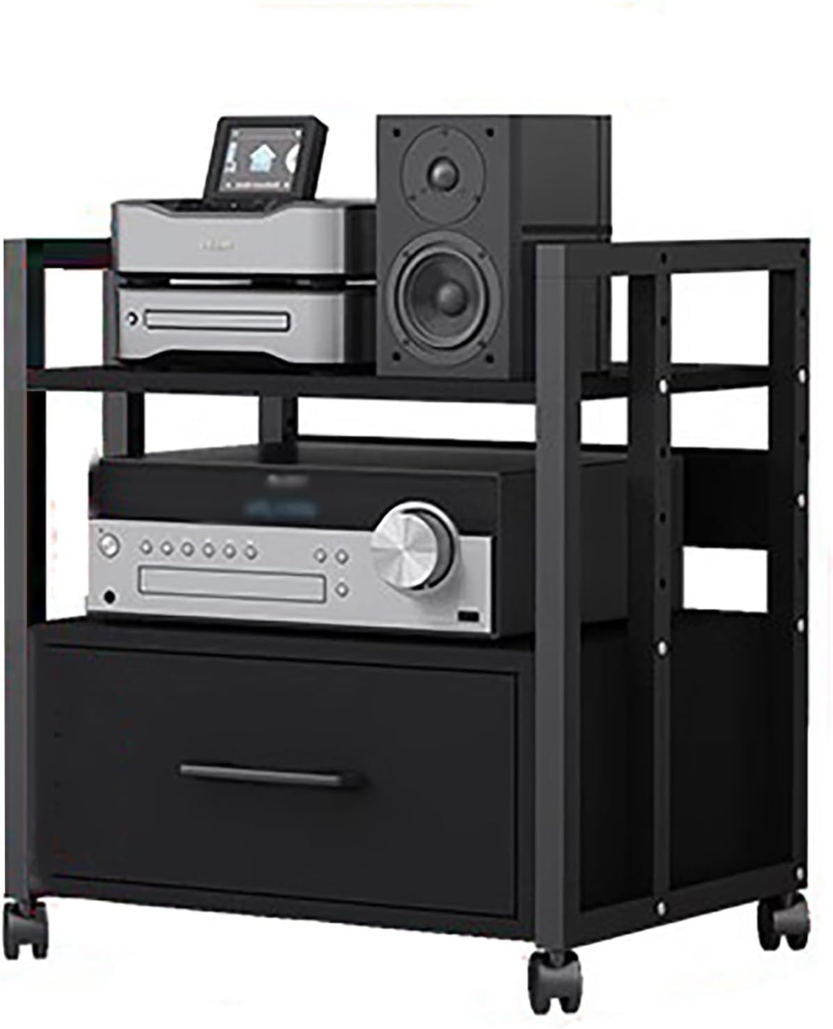 Metal Audio Component Rack Tower Media Stereo Stand Equipment Shelf for Home Office Bedroom, Freestanding Heavy Duty Audio Component Stand Shelving (Color : Style2, Size : 4 Tier) (Style2 2 tier)