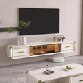 Wall Mounted TV Stand, Aluminum Alloy Floating TV Storage Rack with Two Drawers, Audio Visual Entertainment Media Equipment Center Console, for 32-75' TV, for Home, Office, Cinema (Size : 16