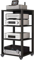 Heavy Duty Media Stereo Stand Equipment Shelf, 1 2 3 4 Layer Black Video Game/DVD Holder, Audio Component Rack Tower for Tv Accessories Record Player Console(H100cm-3Tier)
