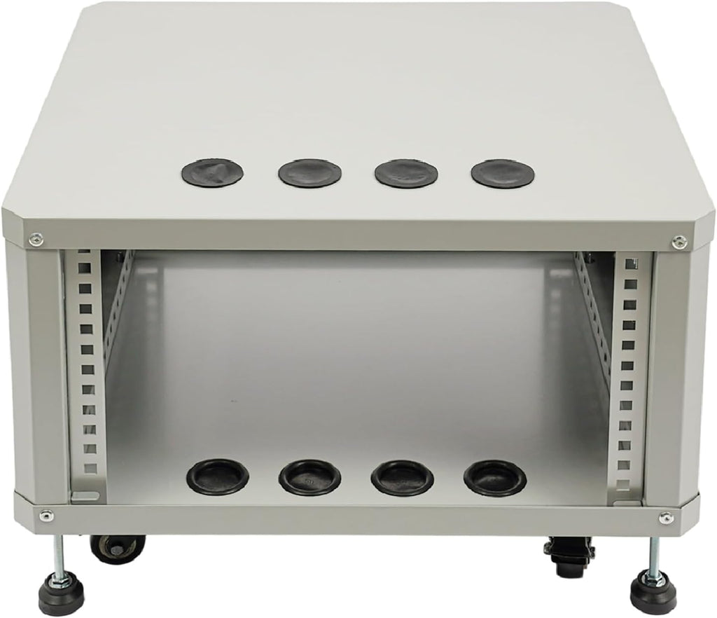 6U AV Rack with Wheels, Metal Studio Cabinet with Cable Ports, 22.4' x 19.8' x 15.1', Portable Home Studio Racks, Floor Standing Server Cabinet for Amplifiers, AV Equipment, Computers