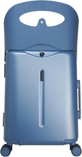 MiaMily Kids Ride-On Carry-On Suitcase with Foldable Seat, Safety Belt, TSA Lock, 4 Double Spinner Wheels, Hard Shell Cabin Luggage, 43L, Slate Blue