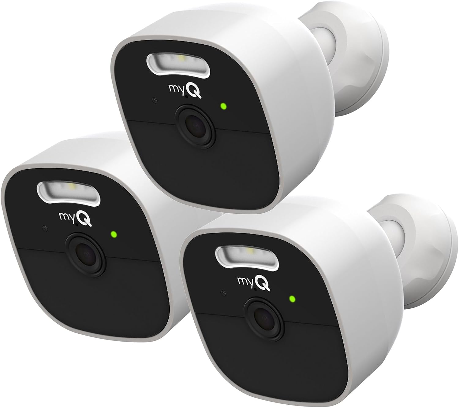 myQ Outdoor Battery Camera | 2K Camera, Color Night Vision, Spotlight, Motion Alerts, Live View with Two-Way Talk, Wireless, Weather-Resistant, Outdoor, White, 3 Pack