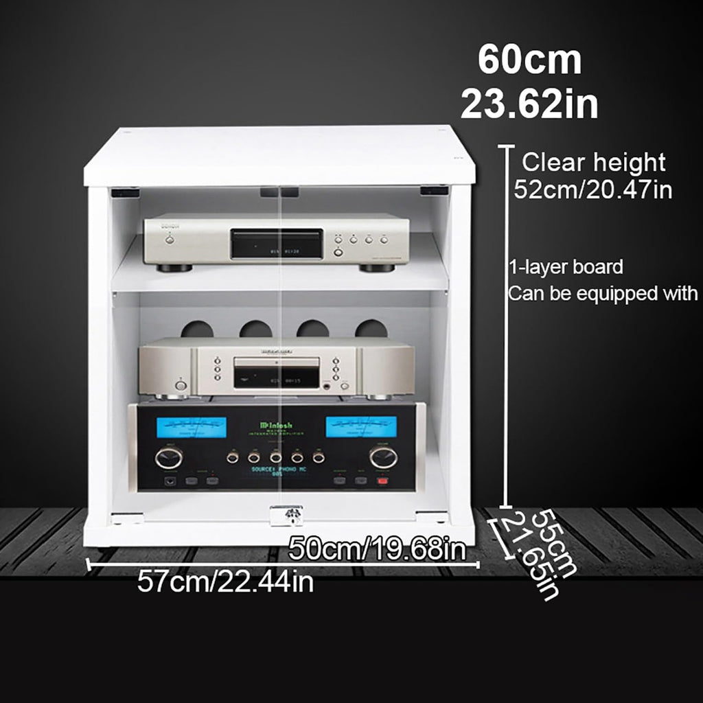 Stylish Wooden Media Cabinet & Stereo Rack, Durable Record Player Stand & Audio Tower for Home Entertainment, 57x55x60cm, Elegant Design, Perfect Audio Storage Solution