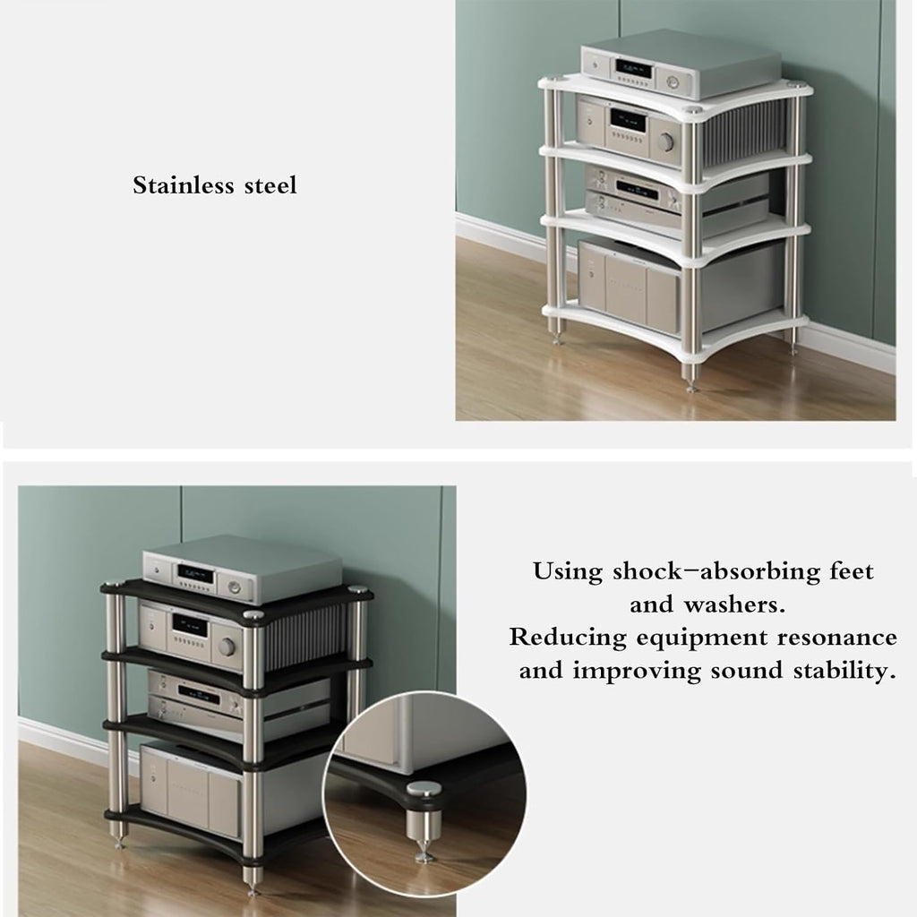 1~4 Tier Hi-Fi Audio Rack Stand | Amplifier & CD Player Storage Shelf Unit for AV Receiver, Speaker, Turntable, Media Equipment Home Recording Studio Theater(Brown,60 * 48 * 62cm(3Tier))