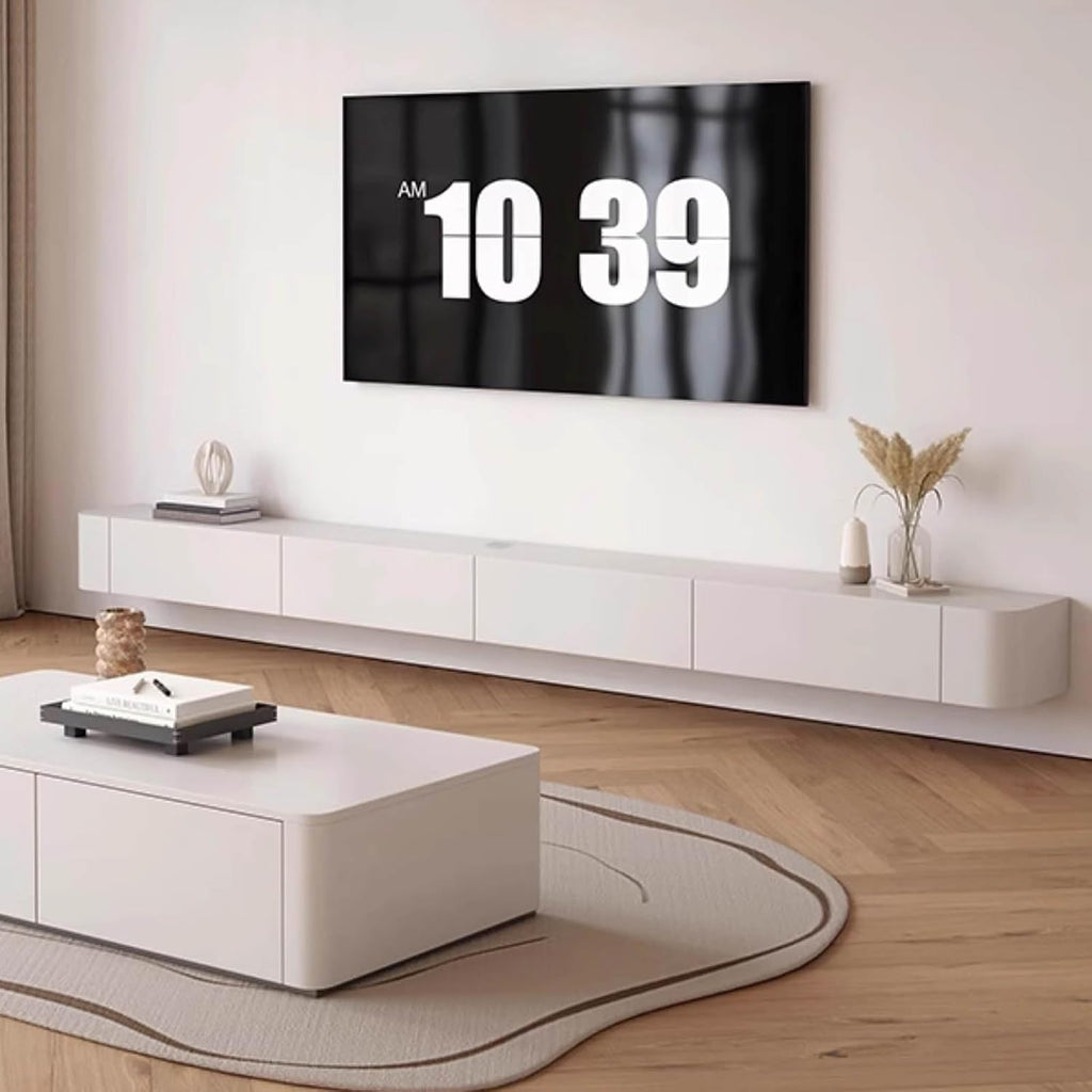 Solid Wood Wall-Mounted TV Cabinet - 47.2' White Media Console & Storage Unit for Living Room, Stylish TV Bench for Media Equipment & Entertainment Setup