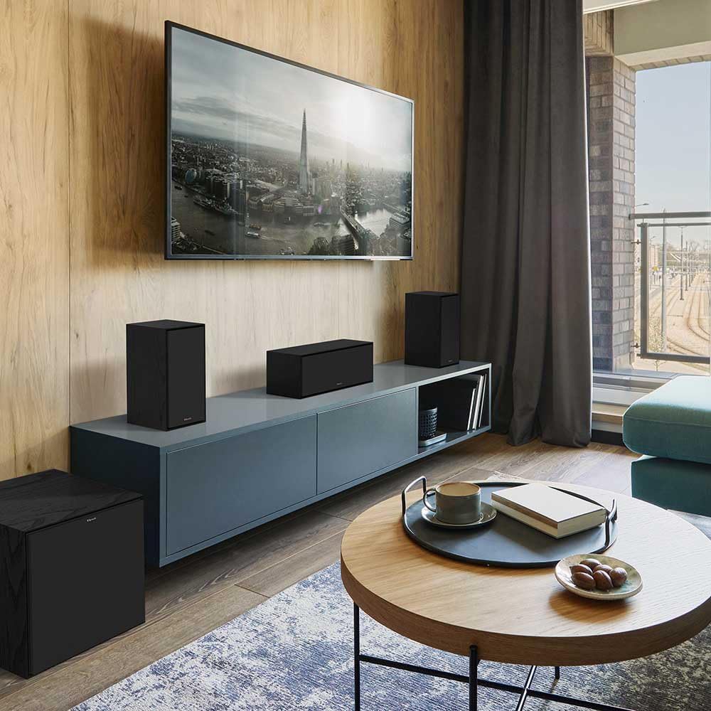 Klipsch Reference Next-Generation R-50M Horn-Loaded Bookshelf Speakers with 5.25' Spun-Copper Woofers for Best-in-Class Home Theater Sound in Black