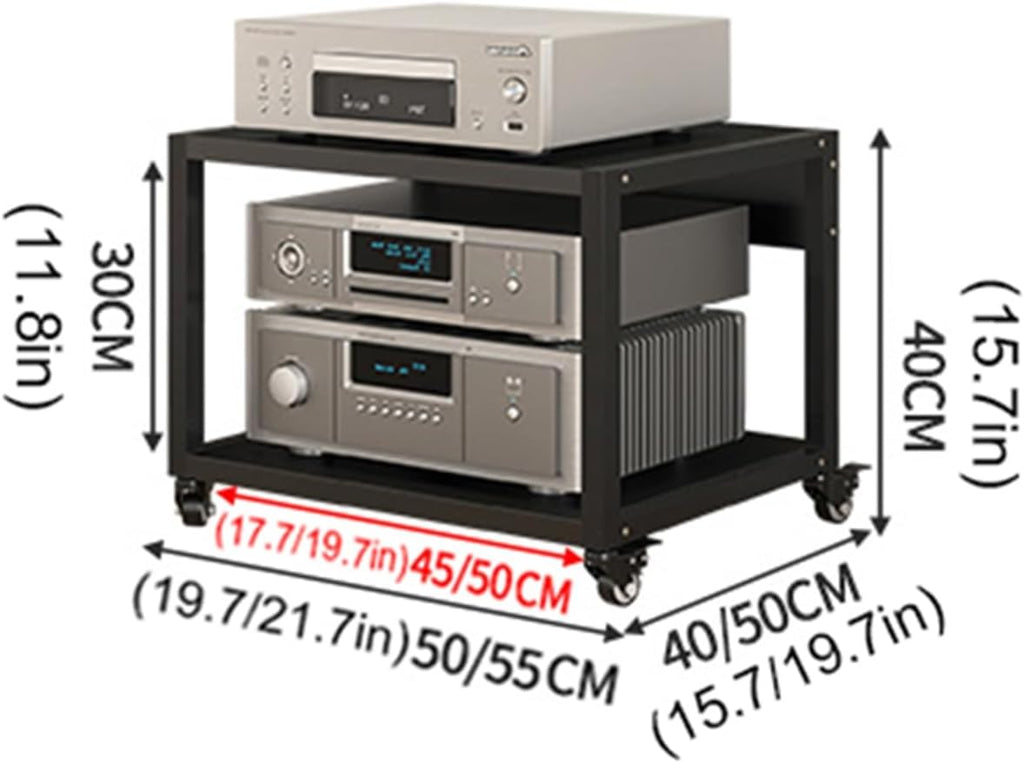 5-Tier Audio/Video Media Stand with Wheels - Multifunctional Stereo Rack for Home & Office, Amplifier & DVD/CD Player Storage, Open Design, 55x50x40cm