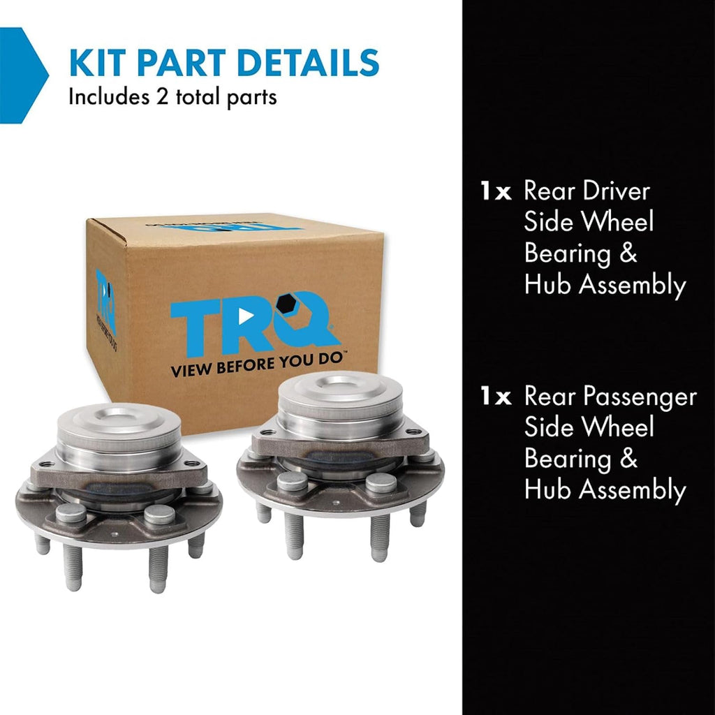 TRQ Rear Left and Right Wheel Bearing and Hub Assembly Set 2 Piece Compatible with 18-22 Buick Enclave FWD 17-22 Cadillac XT5 FWD 20-22 XT6 FWD 18-22 Chevrolet Traverse FWD 17-22 GMC Acadia FWD