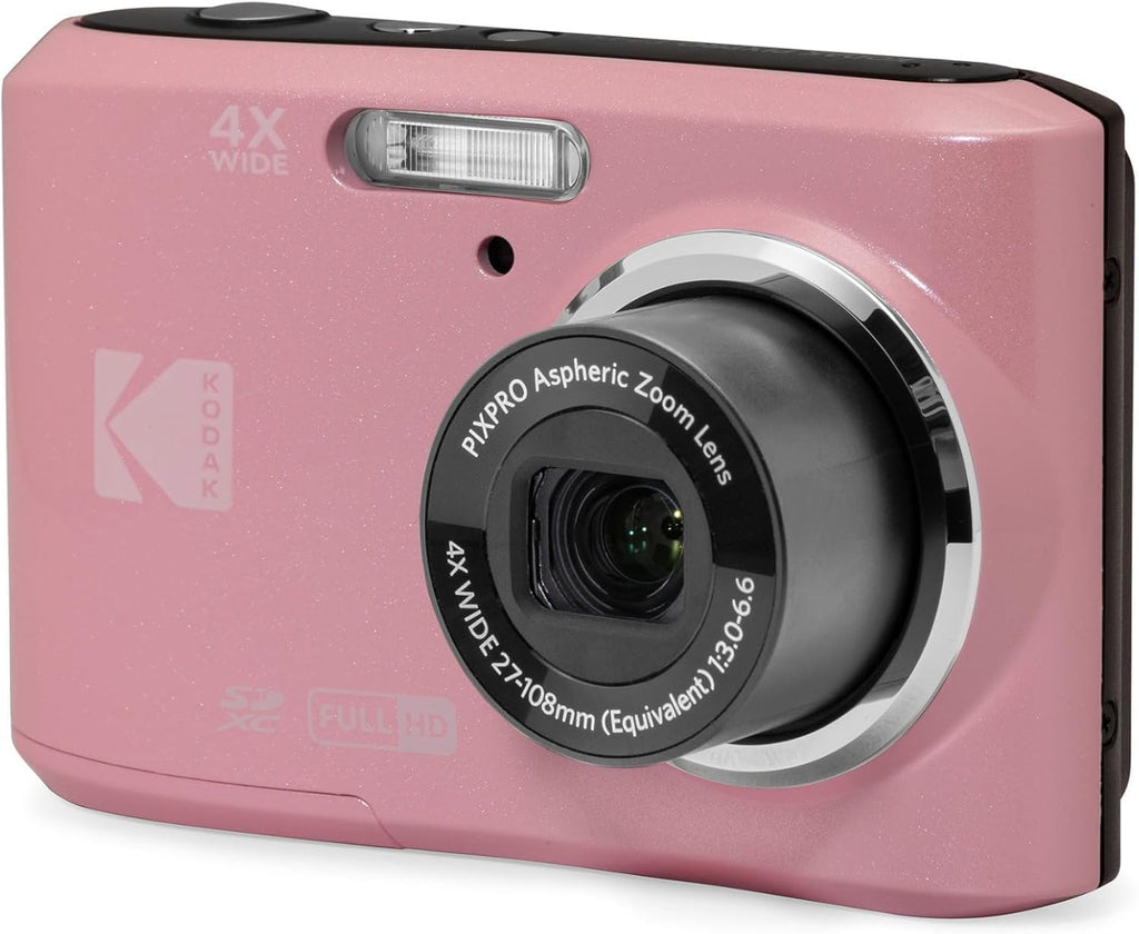 Kodak PIXPRO FZ45 16MP Point and Shoot Digital Camera with 4X Optical Zoom - Compact 27mm Wide Angle Lens for Clear Photos - 2.7 Inch LCD Screen for Families and Travelers - Pink