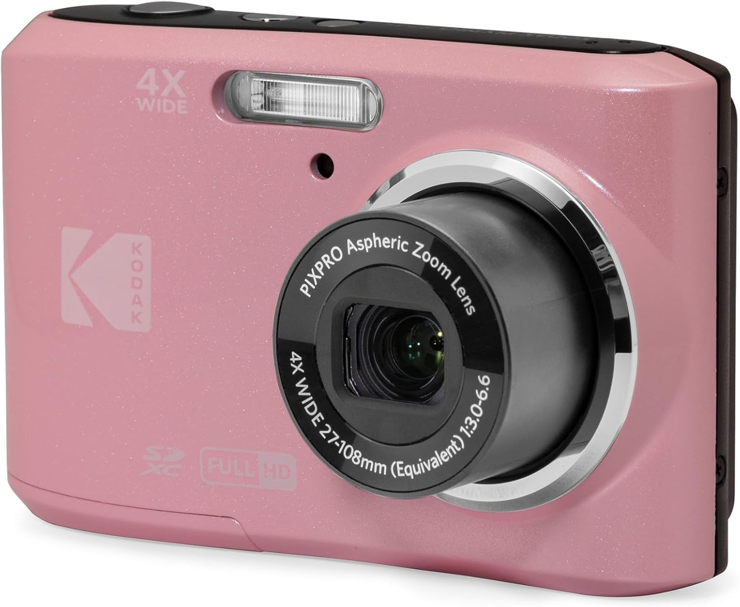 Kodak PIXPRO FZ45 16MP Point and Shoot Digital Camera with 4X Optical Zoom - Compact 27mm Wide Angle Lens for Clear Photos - 2.7 Inch LCD Screen for Families and Travelers - Pink