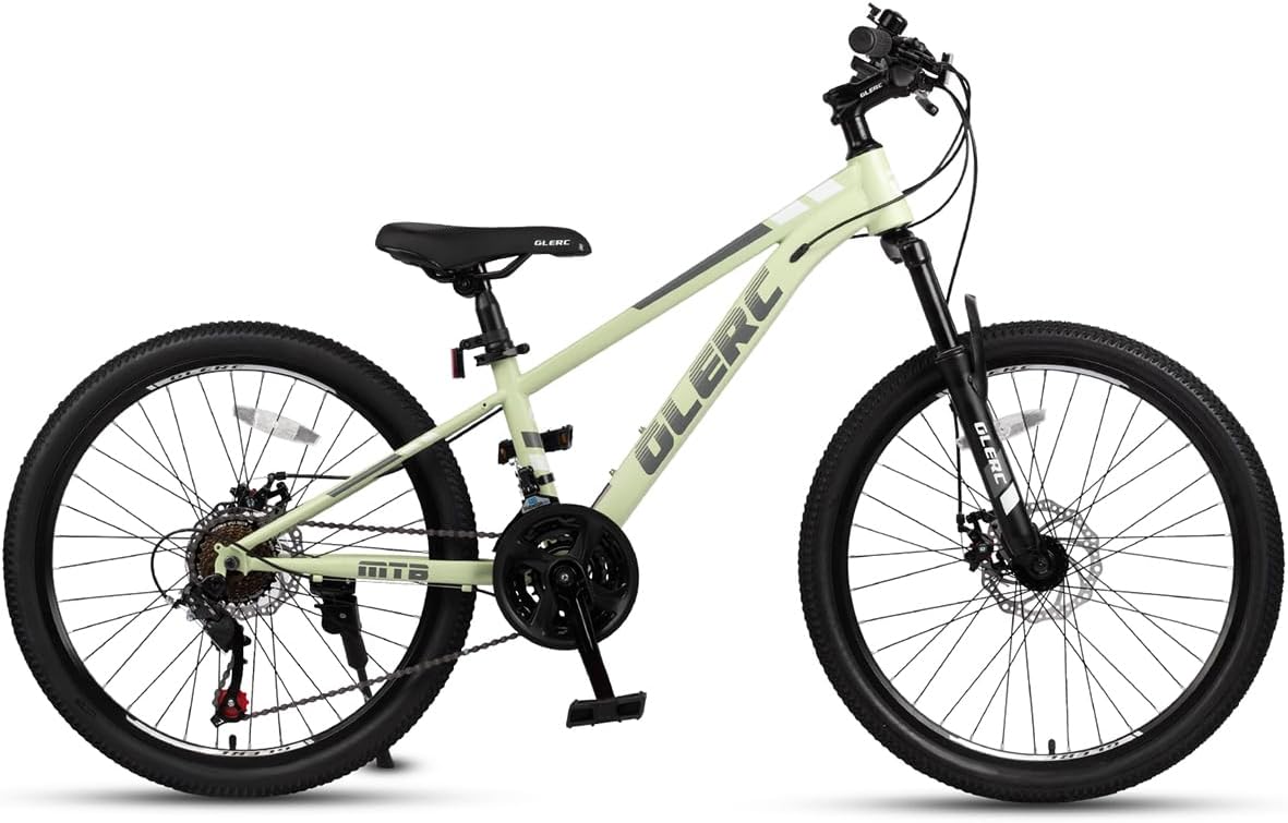 Glerc 20 24 Inch Kids Bike, Kids Mountain Bike for Boys and Girls Ages 6-15, 21-Speed Skyline Bicycle with Front Suspension and Disc Brakes, Multiple Colors