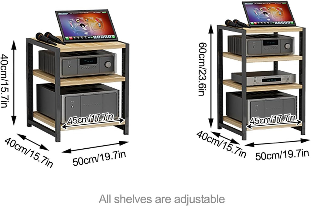 Equipment Console Shelf AV Media Stand Audio Rack Shelf with Adjustable Shelves, for Entertainment Stereo Racks Component Storage and Collection Display(Red,40cm/15.7in)
