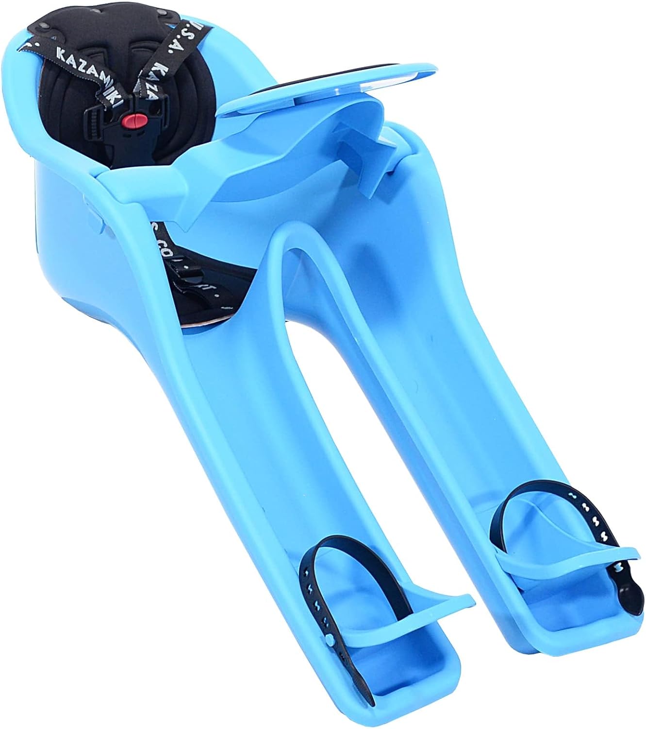 iBert Front Mounted Child Seat with Patented Mounting for Easy and Secure Installation - Child's Bike Seat with 3-Point Safety Harness and Adjustable Foot Cups - Durable Plastic Shell