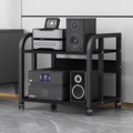 WDJBPSH Mobile Audio Media Rack on Wheels, Portable Video Entertainment Equipment Storage Holder with Height-Adjustable Shelf, Office Bedroom Living Room Organizer(Size:2 Tier/H 48.5cm - no Drawer)