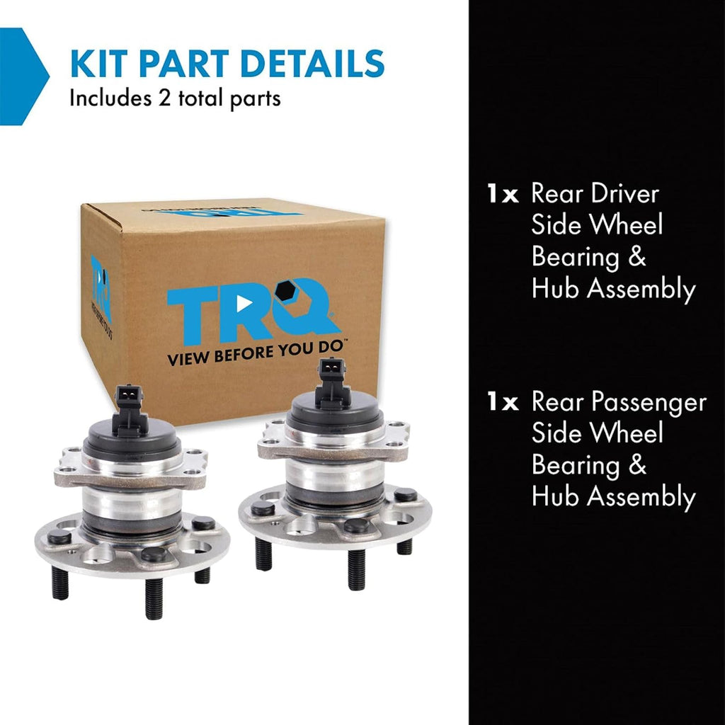 TRQ Rear Left and Right Wheel Bearing and Hub Assembly Set 2 Piece Compatible with 18-20 Hyundai Accent excluding Japan Built Models 21-22 Accent 18-20 Kia Rio excluding Japan Built Models 21 Rio